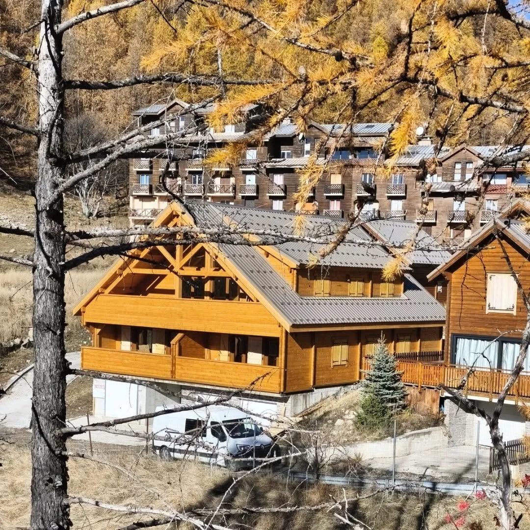 Completed Alpine Log House in the French Alps
