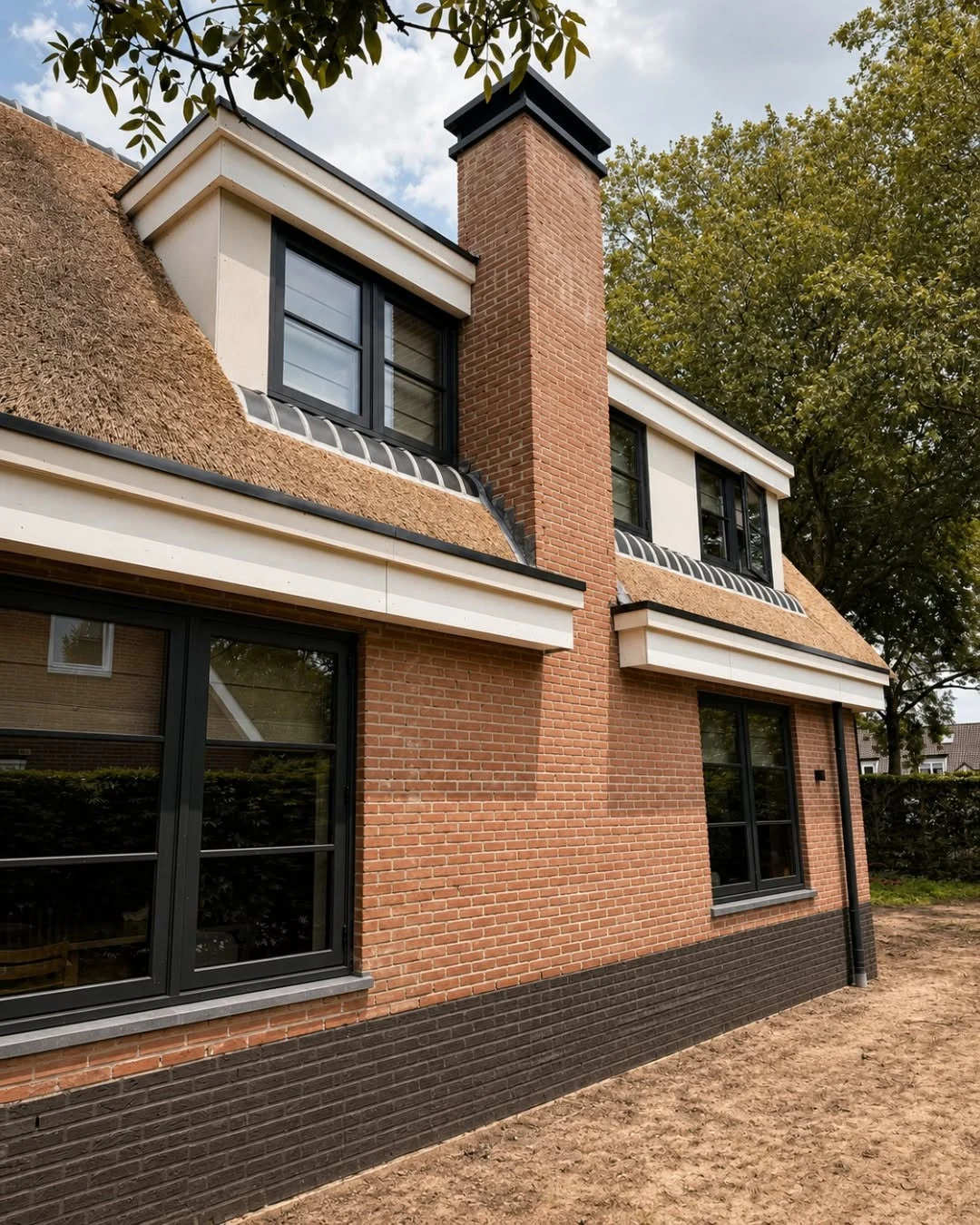 Brick façade, chimney and dormer detailing