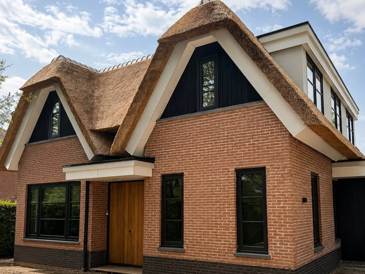 Dutch thatched multi-material timber-frame residence in the Netherlands
