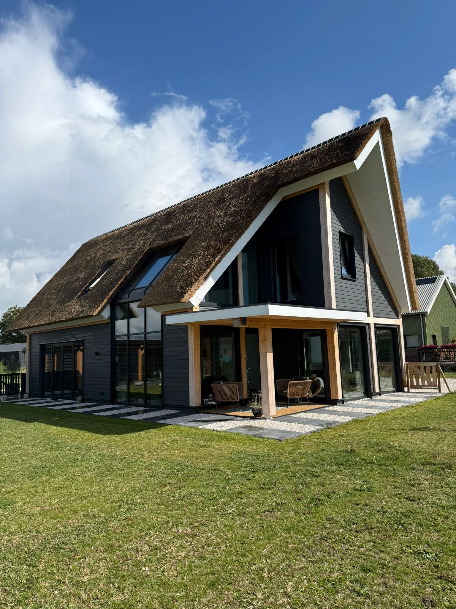 Ed timber residence viewed from the front-left corner