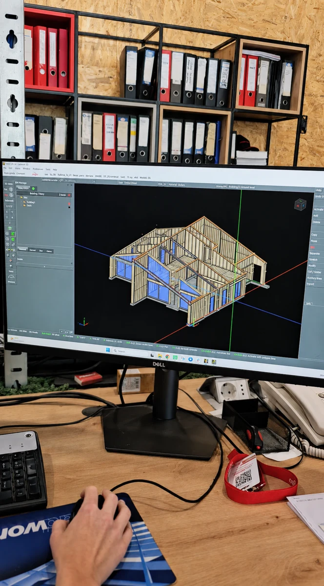 Modelo de producción Cadwork mostrado en ERGIO