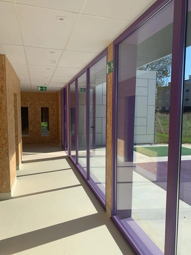 Interior glazed corridor of the Galicia kindergarten