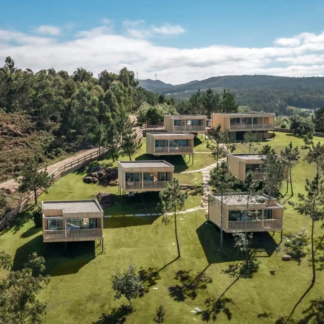 Aerial view of the panoramic glamping retreat