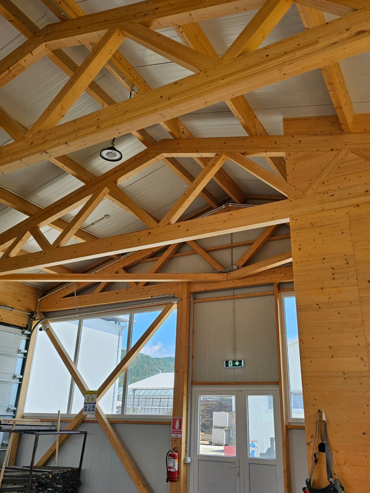 Completed industrial timber production hall in Comănești, Romania