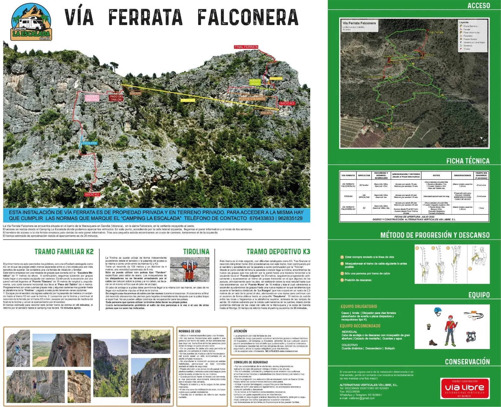 Via Ferrata Falconera information board at La Escalada Gandia