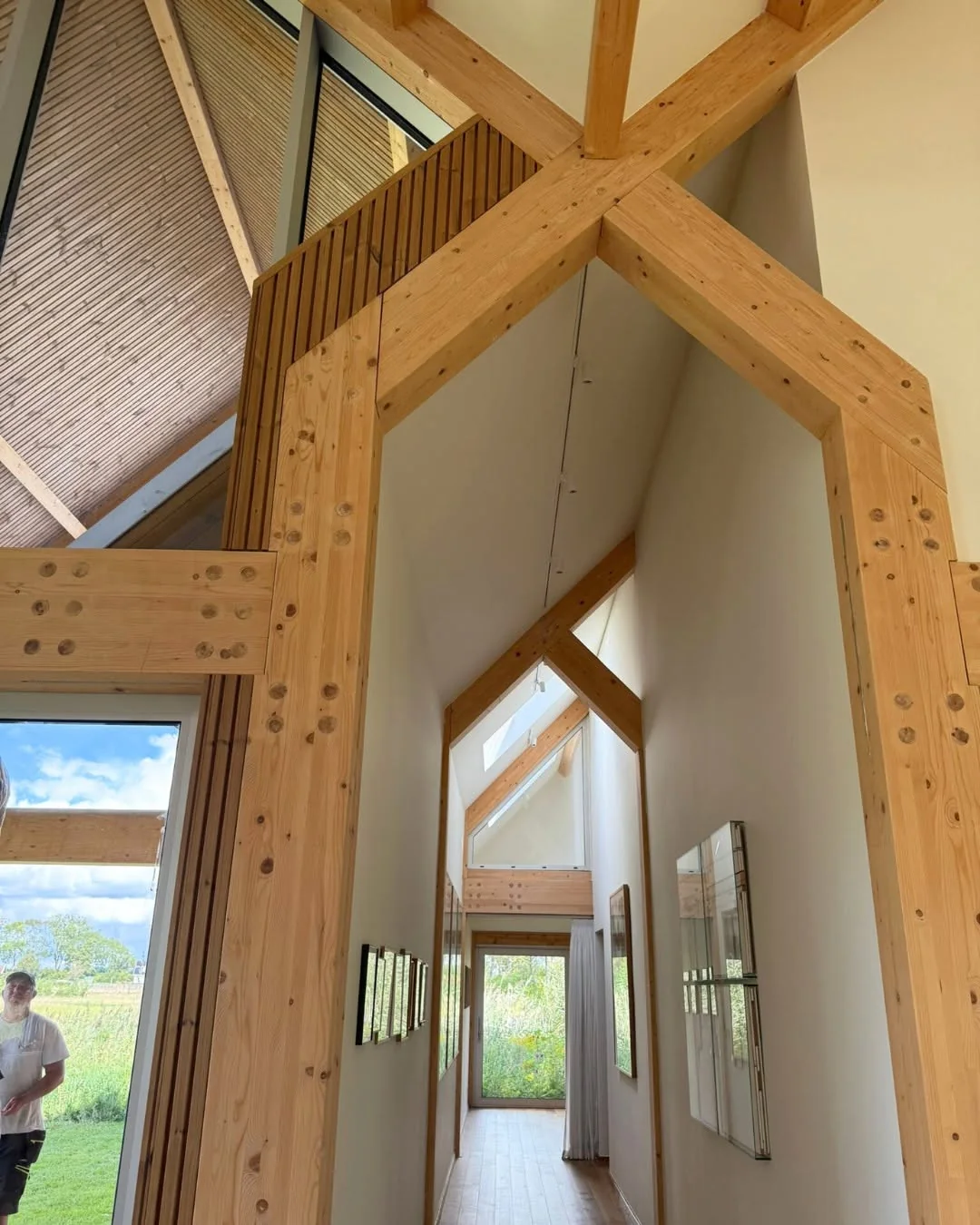 Completed Dutch residence with exposed Post and Beam structure