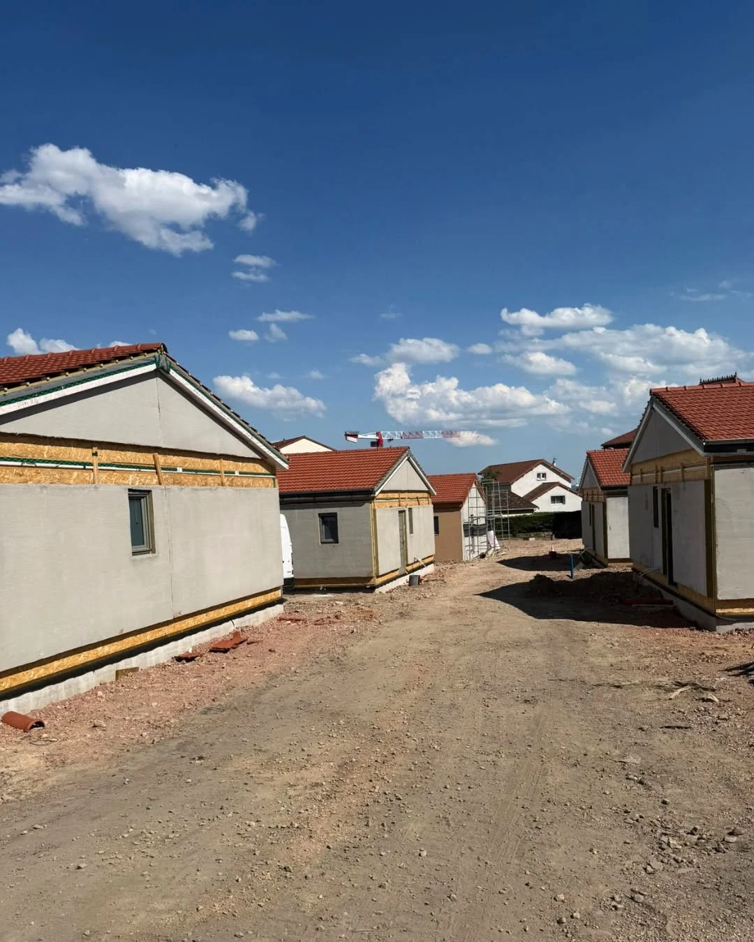 Prefabricated residential units prepared for the next site installation phase