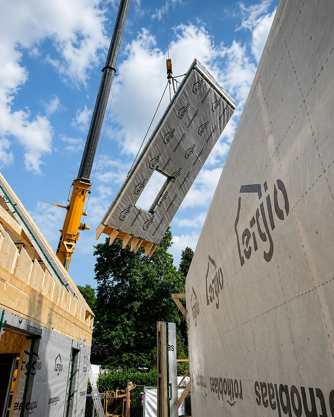 Instalación en obra de un muro de entramado de madera