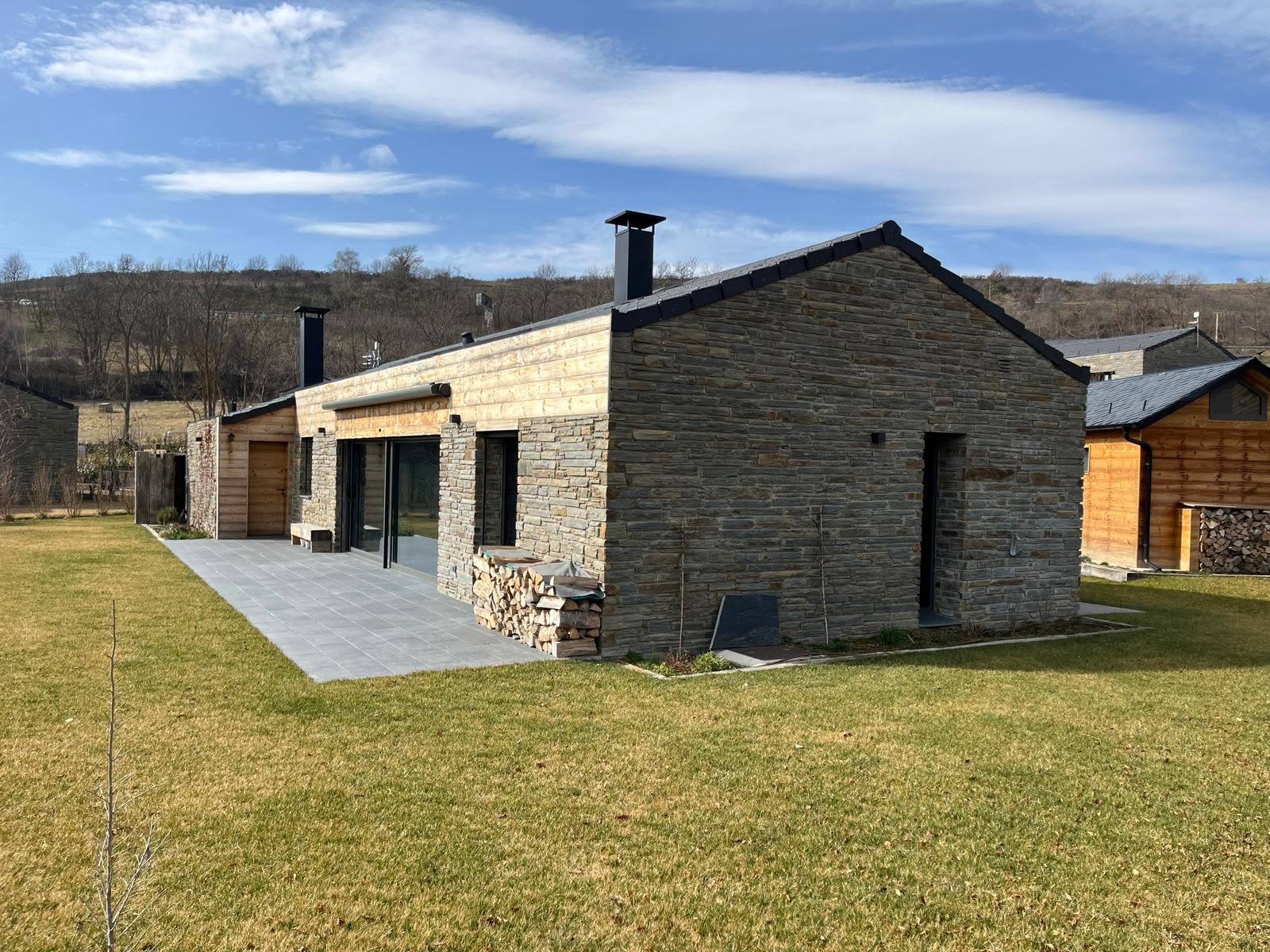 Stone residence viewed from the side garden