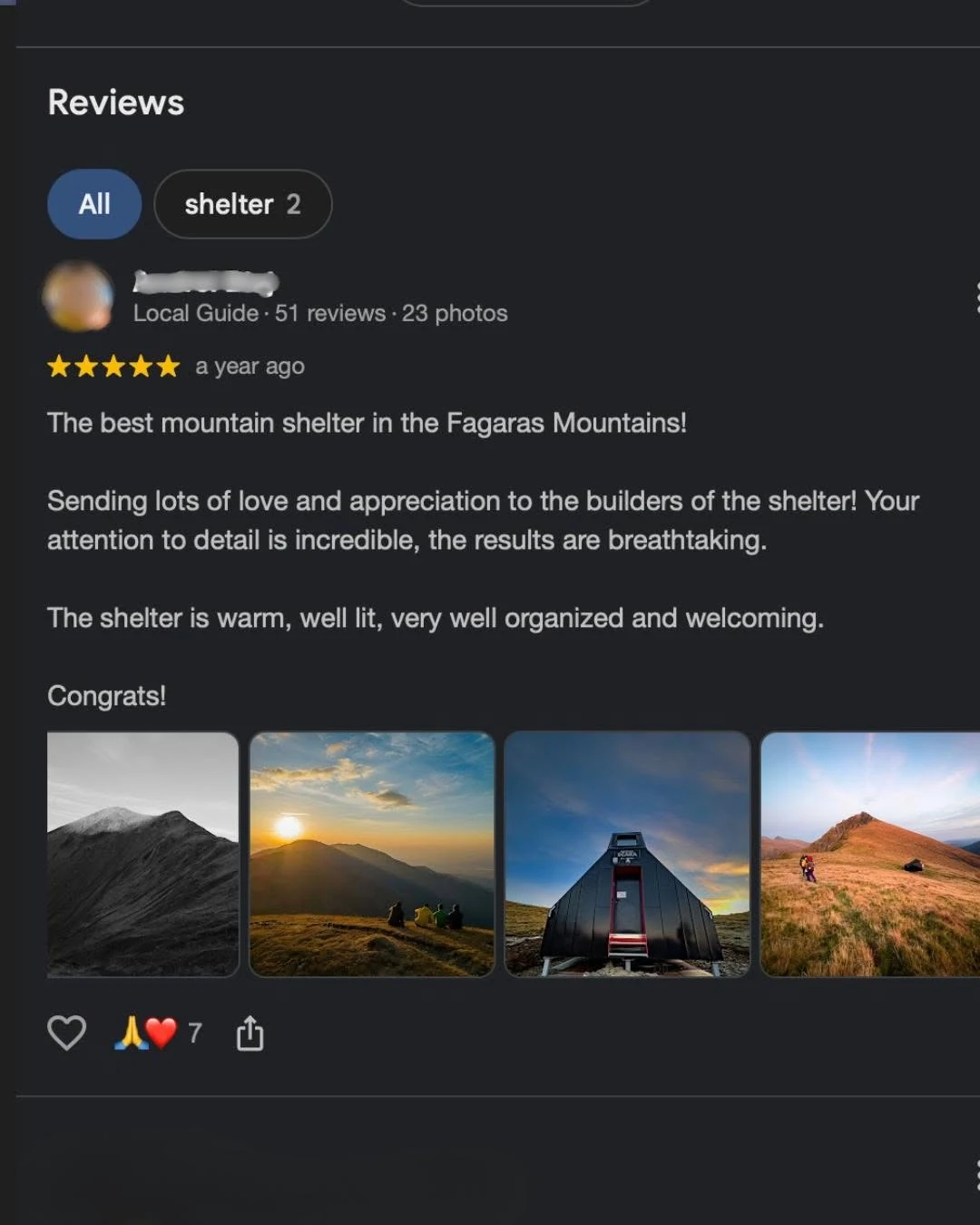 Google review screenshot for Refugiul Scara