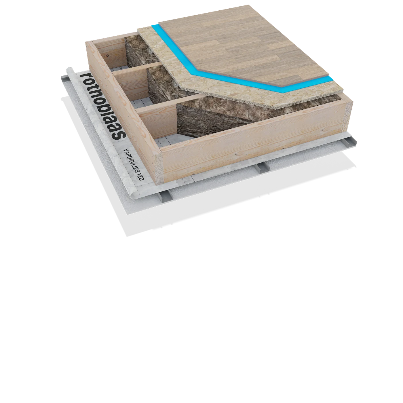 Indicative timber floor build-up with concealed structural beams