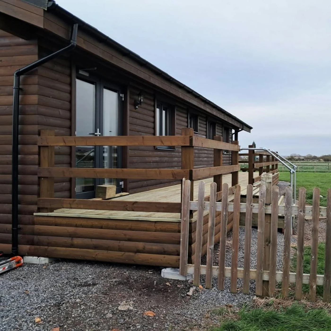 Rear terrace detail of the UK compact mobile house