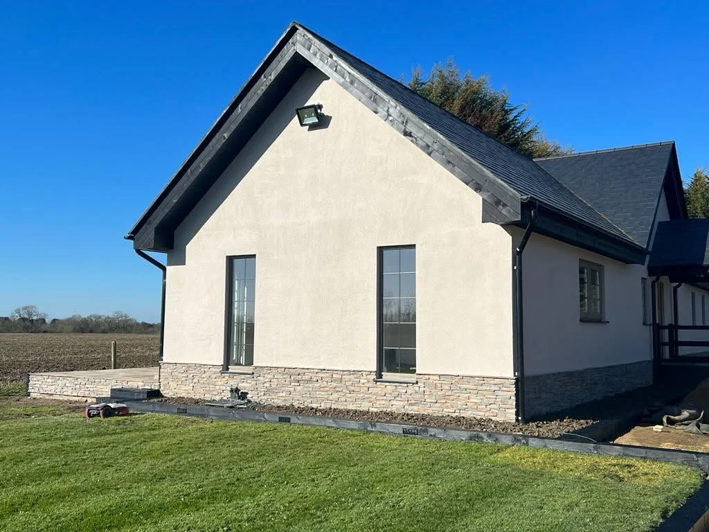 Gable view of the completed UK house