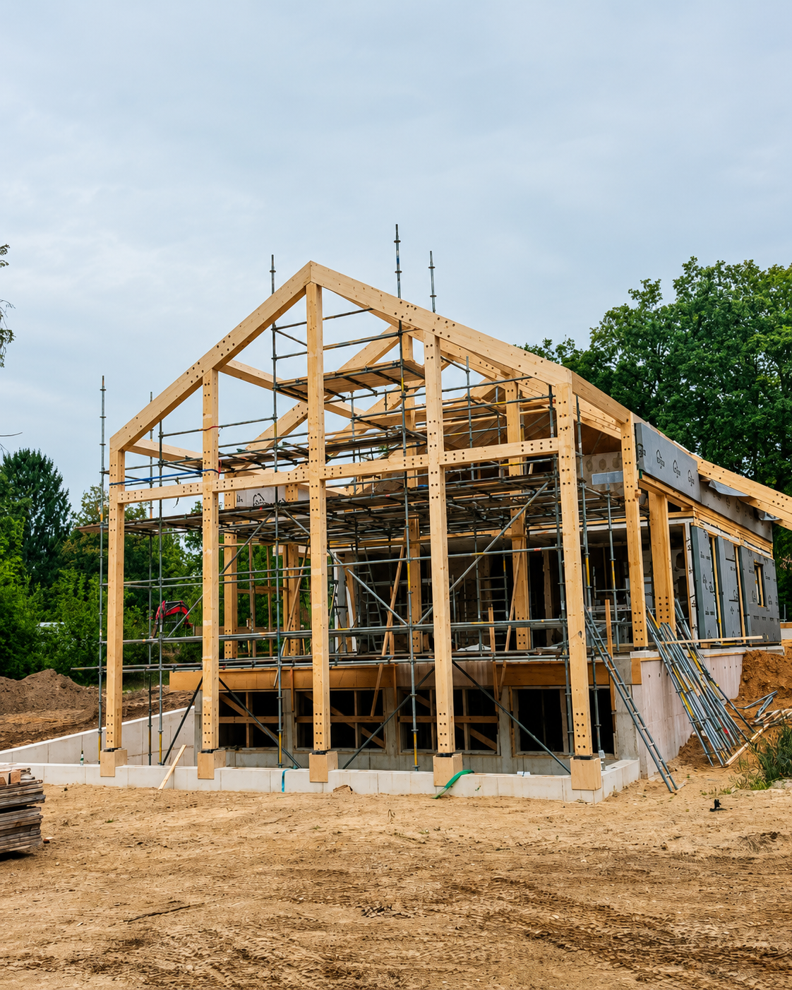 Vasse post and beam project during assembly in the Netherlands